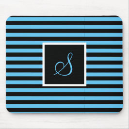 Mousepad Letra inicial personalizada azul e preta riscada