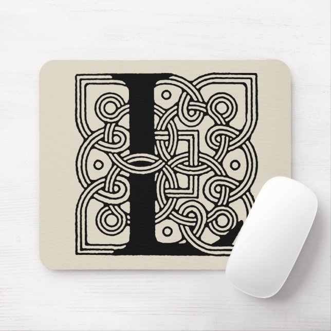 Mousepad Letra L Vintage Celtic Knot Monograma (Com mouse)