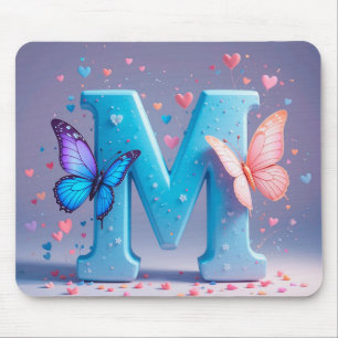 Mousepad Letra M Colorida com Borboletas