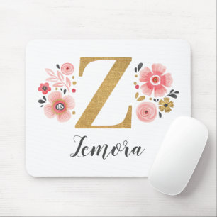 Mousepad Letra Minúscula Floral Rosa Minúscula Z