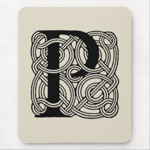 Mousepad Letra P Vintage Celtic Knot Monograma