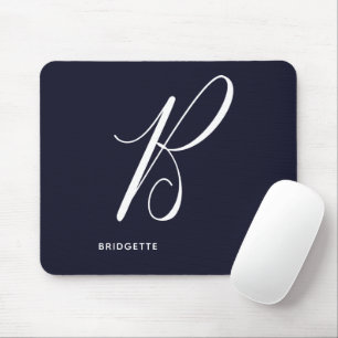 Mousepad Letra Script B Marinho Azul com Monogramas Artíst