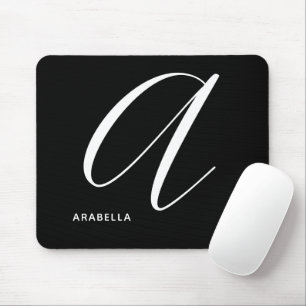Mousepad Letra Script Com Monograma Artístico A Preto E Bra