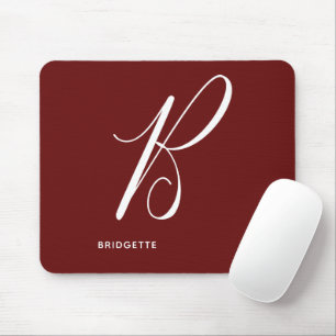 Mousepad Letra Script Com Monograma Artístico B Autumn Red