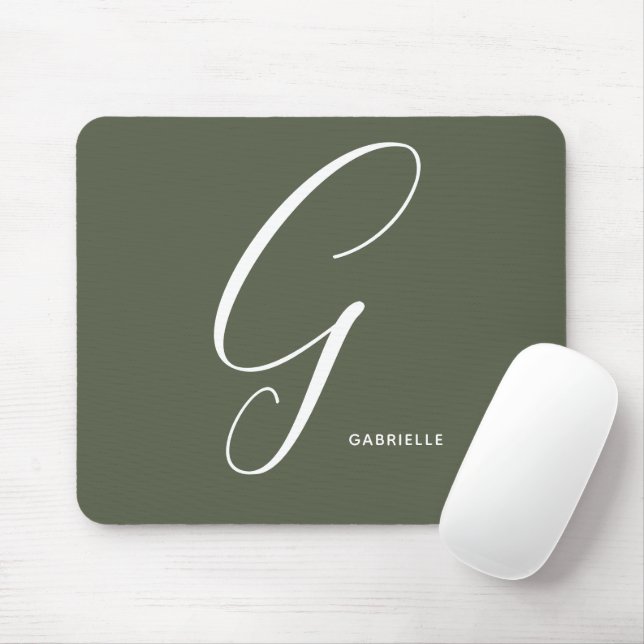 Mousepad Letra Script G Chive Vertical, Monogramada (Com mouse)