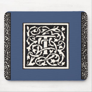 Mousepad Letra Vintage Monograma T Art Nouveau