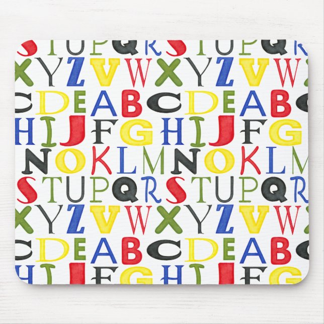 Mousepad Letras de cor brilhante por Megan Meagher (Frente)
