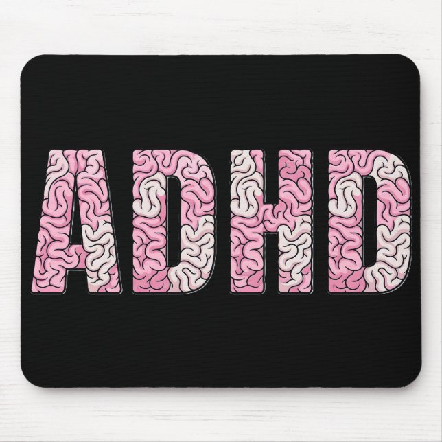 Mousepad Letras do Cérebro TDAH - Arte Textual Anatômica Ro (Frente)