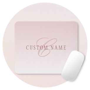 Mousepad Letras Elegantes & Monograma Rose Ombre