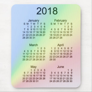 Mousepad Letras grandes 2018 do arco-íris calendário de 6