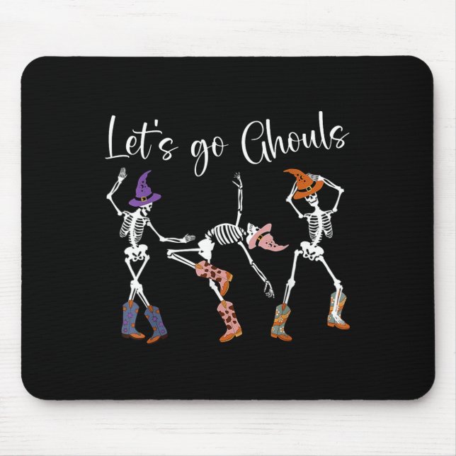 Mousepad Let's Go Ghouls Dancing Skeleton Cowboy Western Ha (Frente)