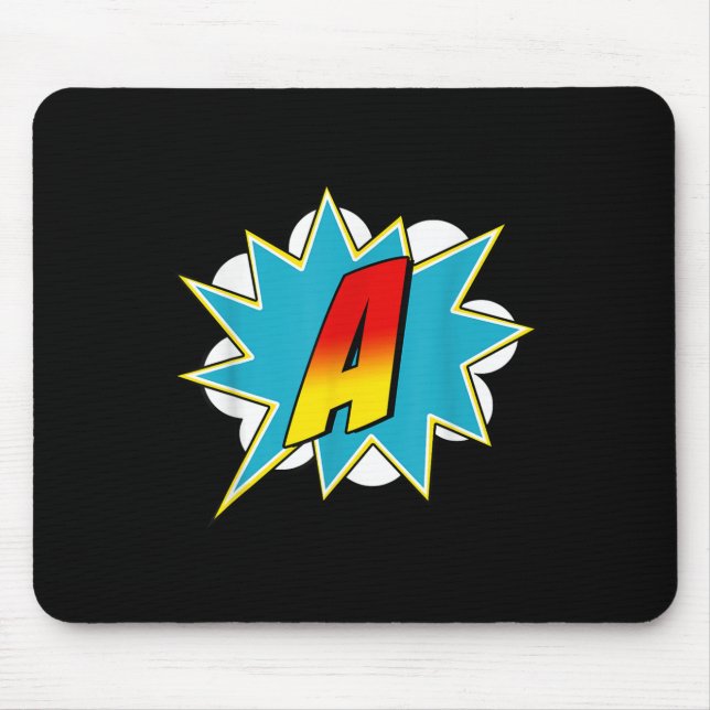 Mousepad Letter A Superhero Name Comic Letter Retro Costume (Frente)