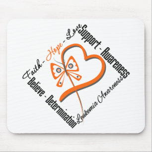 Mousepad Leucemia Faith Hope Amor Borboleta