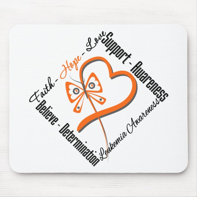 Mousepad Leucemia Faith Hope Amor Borboleta (Frente)