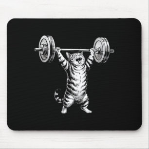 Mousepad Levantamento de peso retrô vintage ginásio gato en