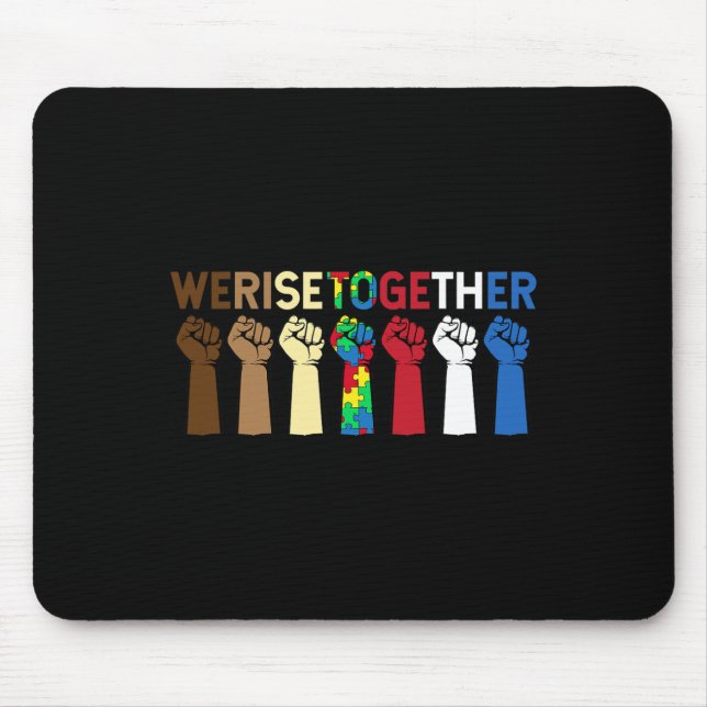 Mousepad Levantamos Juntos Quebra-cabeça Inspiração Autismo (Frente)