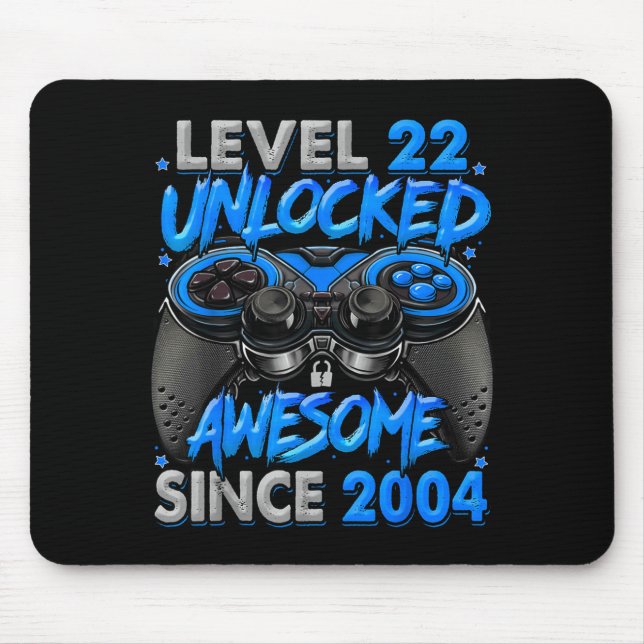 Mousepad Level 22 Unlocked Awesome Since 2004 22nd Birthday (Frente)