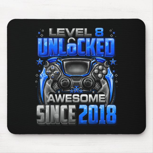Mousepad Level 8 Unlocked Awesome Since 2018 8th Birthday G (Frente)