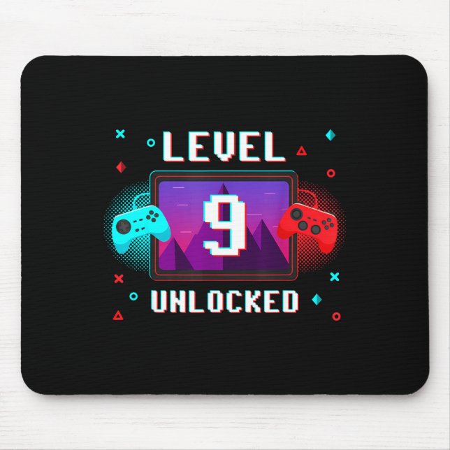 Mousepad Level 9 Unlocked Video Gamer Funny 9th Birthday Bo (Frente)