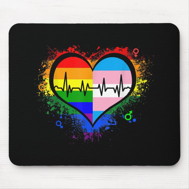 Mousepad LGBT Pulsação EKG Camisa Gay Lésbica Transgênero L (Frente)