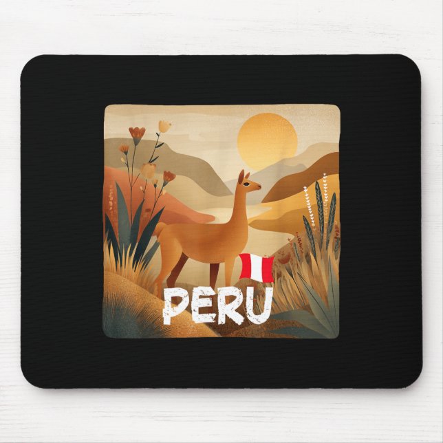 Mousepad Lhama Incrível em Fantasia de Cores do Peru (Frente)