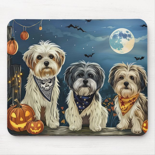 Mousepad Lhasa Apso Halloween Spooky (Frente)