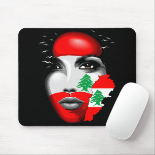 Mousepad Líbano Flag e Map no rosto da menina