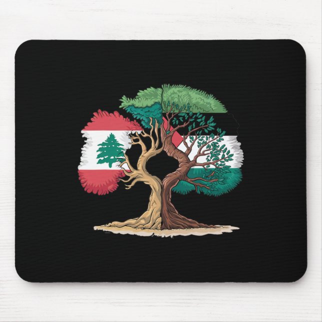 Mousepad Líbano Palestina Sinalizador Libanês Palestino Uni (Frente)