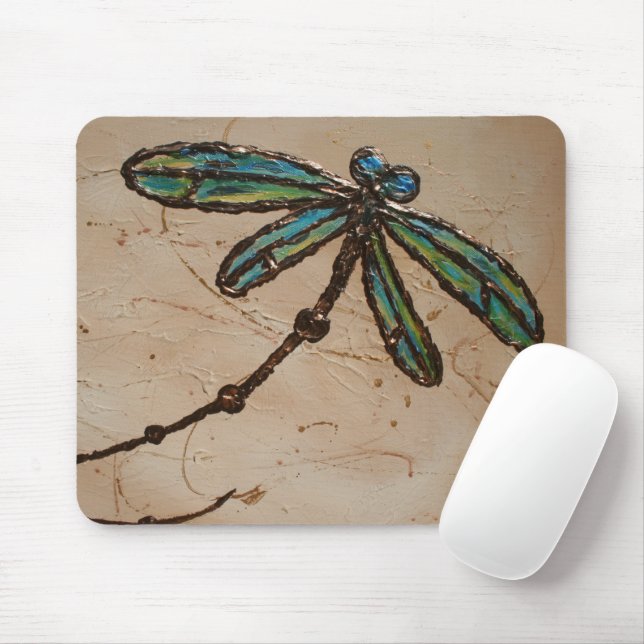 Mousepad Libélula Azul e Verde Praia Flutuante (Com mouse)