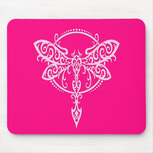 Mousepad Libélula cor-de-rosa de roda (Frente)