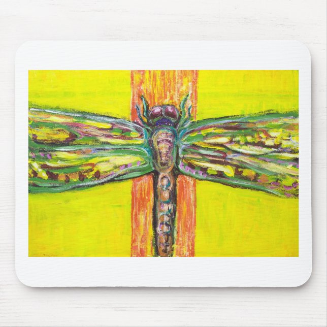 Mousepad Libélula psicadélico no paraíso (Frente)