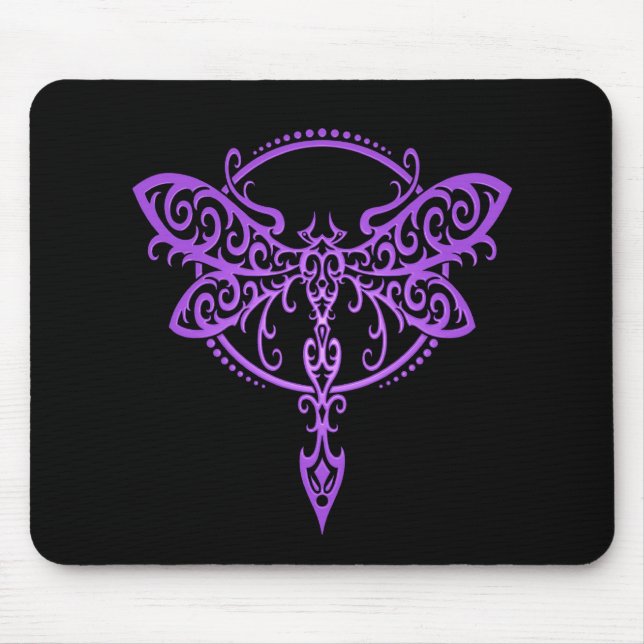 Mousepad Libélula tribal - roxo & preto (Frente)