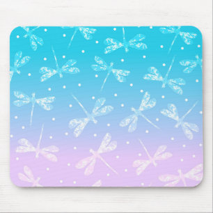 Mousepad Libélulas de dragonfly aqua ombre, cor-de-rosa, c