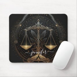 Mousepad Libra zodíaco preto e dourado