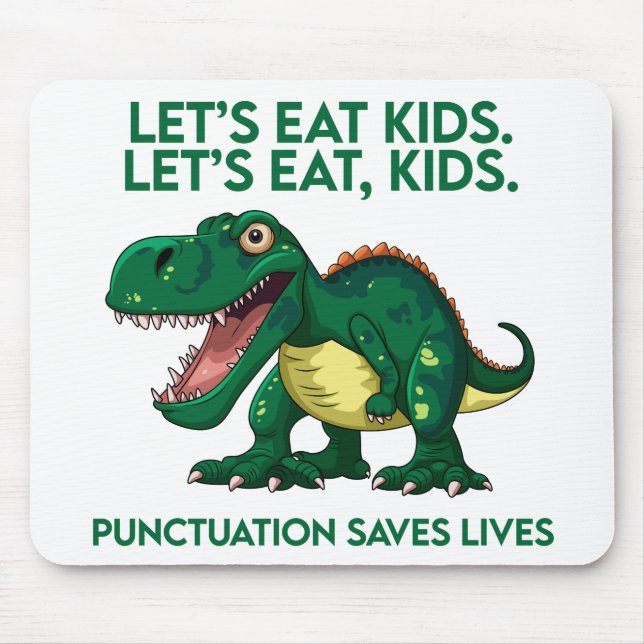 Mousepad Lição Gramática de Dinossauro Engraçado (Frente)