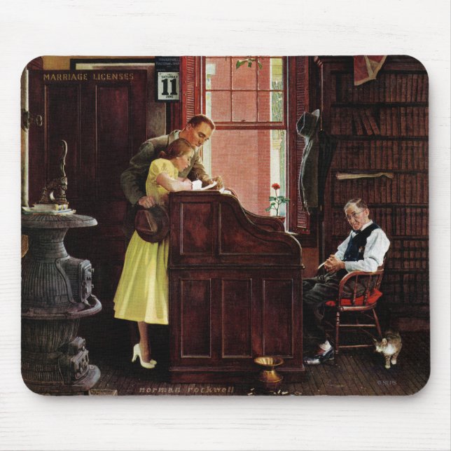 Mousepad Licença de casamento de Norman Rockwell (Frente)