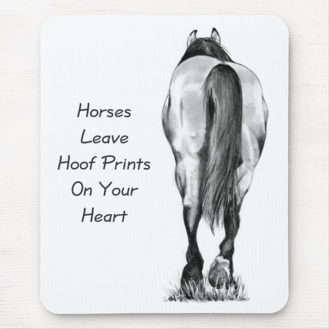 Mousepad Licença Hoofprints dos cavalos em seu coração: (Frente)