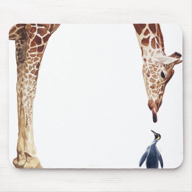 Mousepad "Licker com aguarela do girafa do pinguim" (Frente)