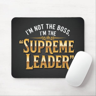 Mousepad Líder Supremo Divertido Tipografia Dourada Escritó