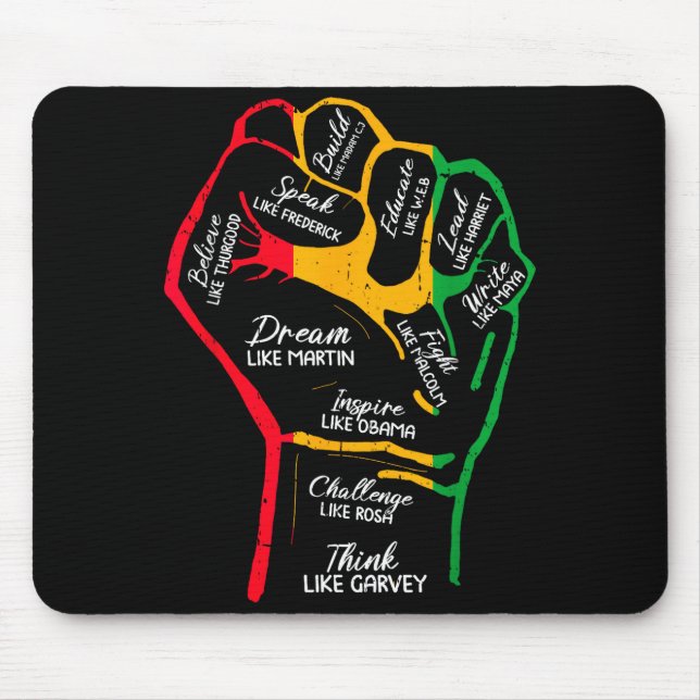 Mousepad Líderes Negros Inspiradores Punho Poderoso Mão Mês (Frente)