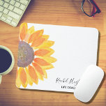 Mousepad Life Coach Sunflower<br><div class="desc">Este simples e na moda é um Rato do Treinador de Vida é decorado com um girassol amarelo de cor d'água. Facilmente personalizável. Você pode mudar o treinador de vida para sua própria profissão. Use a opção Personalizar mais para alterar o tamanho, o estilo ou a cor do texto, se...</div>