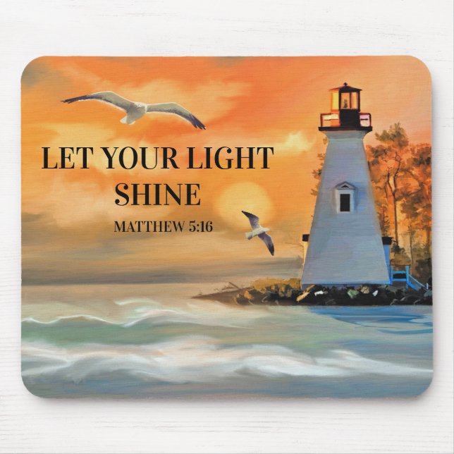 Mousepad Lighthouse Pintura Solar Religiosa Cristã (Frente)
