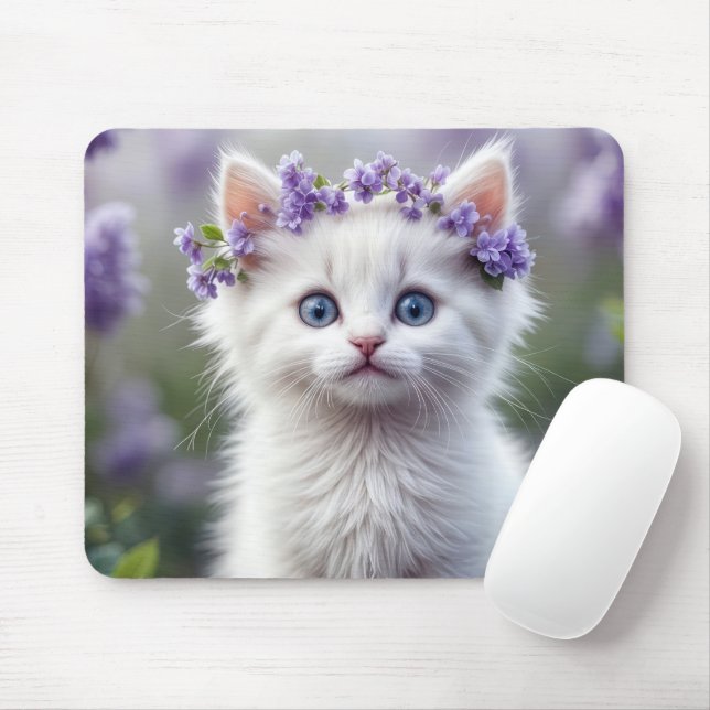 Mousepad Lilac Laurel Em White Kitten (Com mouse)