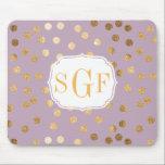 Mousepad Lilac Roxo e Dourado Pad do Rato de Pontos da Cida<br><div class="desc">Pontos modernos e de tendência de brilho falsa do ouro.</div>