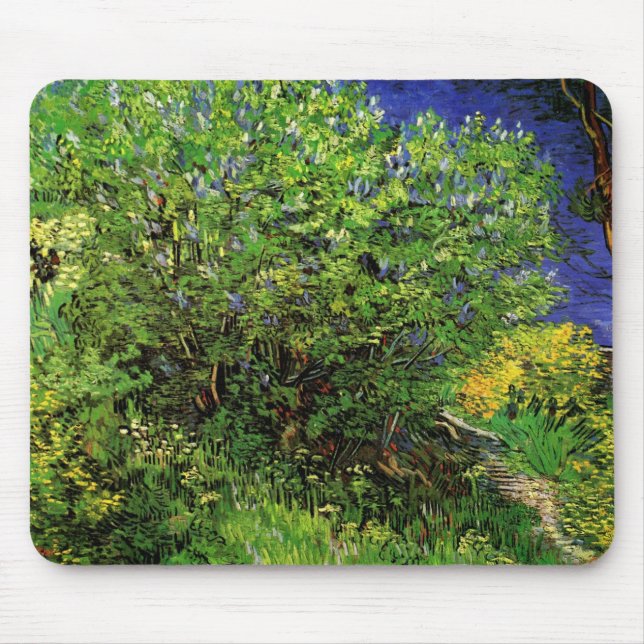 Mousepad Lilases de Vincent van Gogh, Flores de Jardim Anti (Frente)