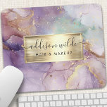 Mousepad Lilho Glitter Aquarela Faux Gold Folha<br><div class="desc">Lilac Glitter Watercolor Faux Gold Foil Mouse Pad. Este design apresenta um estilo de letra de script de assinatura clássico definido em relação a um belo fundo brilhante lilás moderno. Perfeito para um salão de beleza,  cabeleireiro,  maquiador ou cosmetólogo.</div>