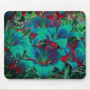 Mousepad Lílias azuis vívidas Abstrato