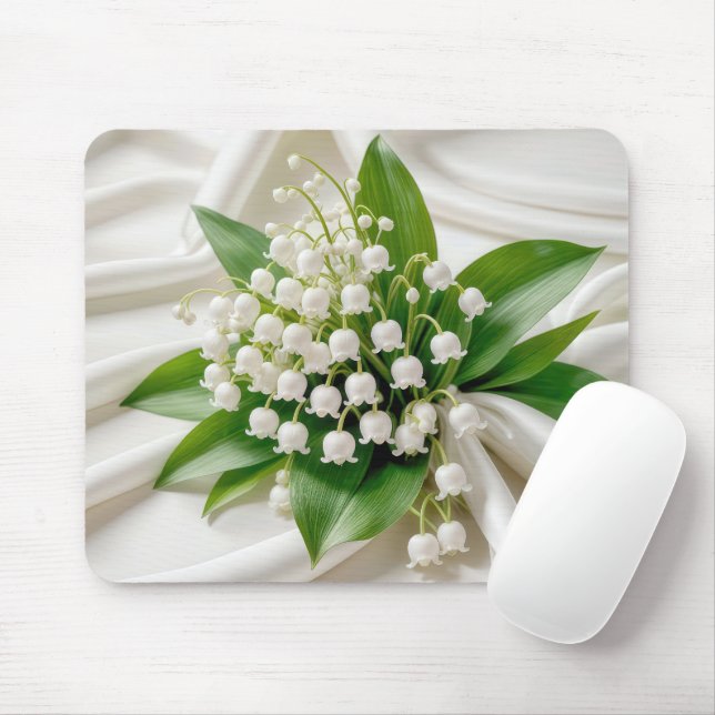 Mousepad Lily do Buquê do Vale do Satin Branco (Com mouse)