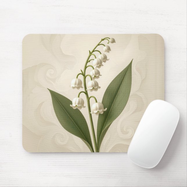 Mousepad Lily of the Valley On Neutral Abstract Design (Com mouse)