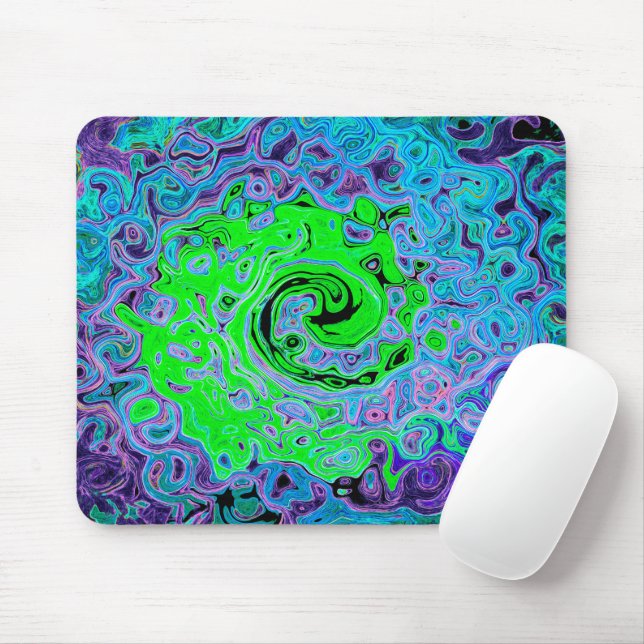 Mousepad Lima Verde Groovy Abstrato Retro Líquido Redemoinh (Com mouse)